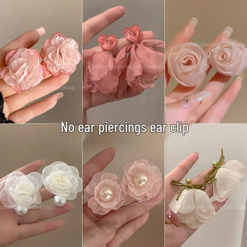 Серьги-клипсы в стиле 80-х в гонконгском стиле красного и синего цвета для непроколотых ушей – Высококлассные французские роскошные серьги-кольца