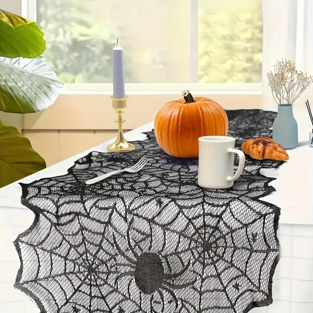 Mesh Gothic Lace Tablecloth Translucent Halloween Table Decoration Restaurant