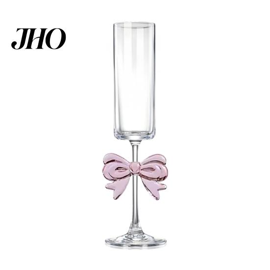 Wine Glass Champagne Flutes with 3D Pink Butterfly Decoration Drinkware Faux Crystal Wedding Party Anniversary Glasses Lightweight Glassware