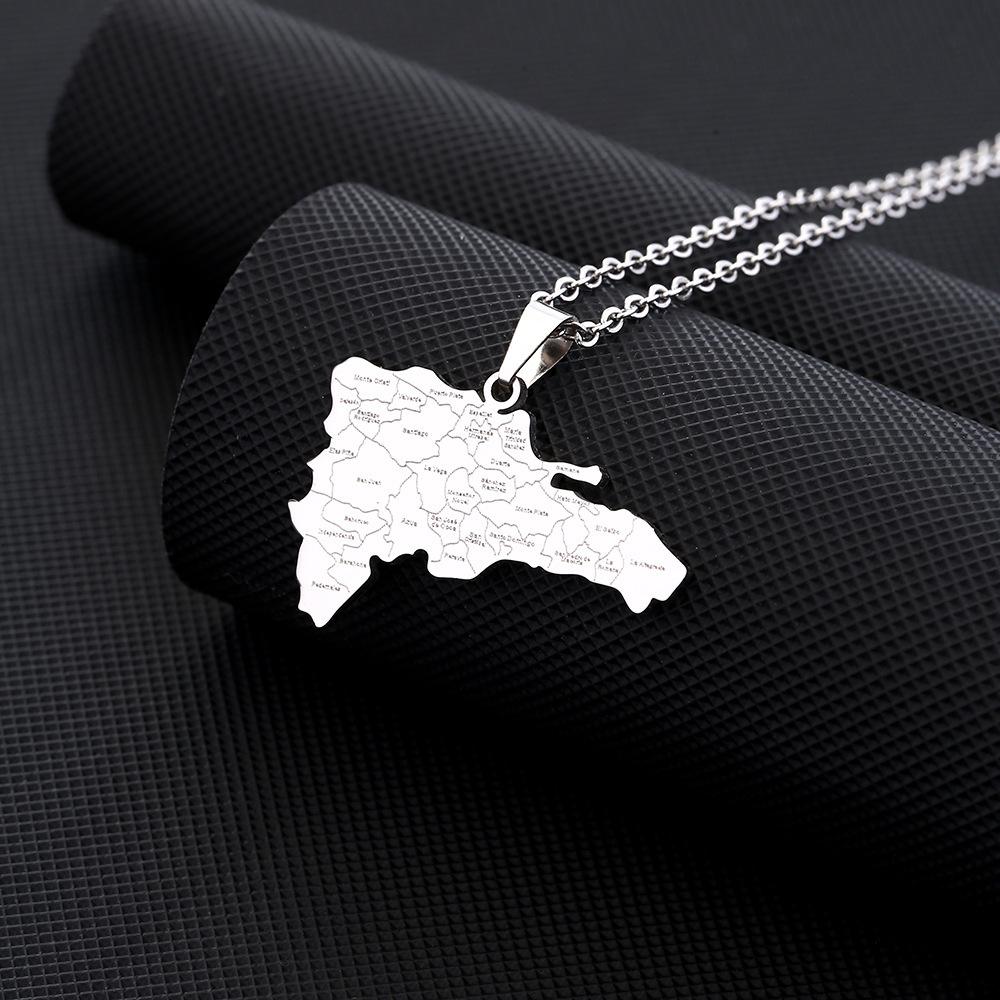 Золотой Эмалированный Подвеска-Ожерелье с Картой Доминиканской Республики Посеребренная Для Женщин Мужчин Флаг Доминики Ювелирные Изделия