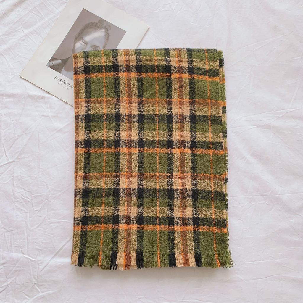 Autumn and Winter Fashion Warm Shawl Imitation Cashmere Fringed Thickened Scarf Decoration Classic Plaid Printing Long Towel