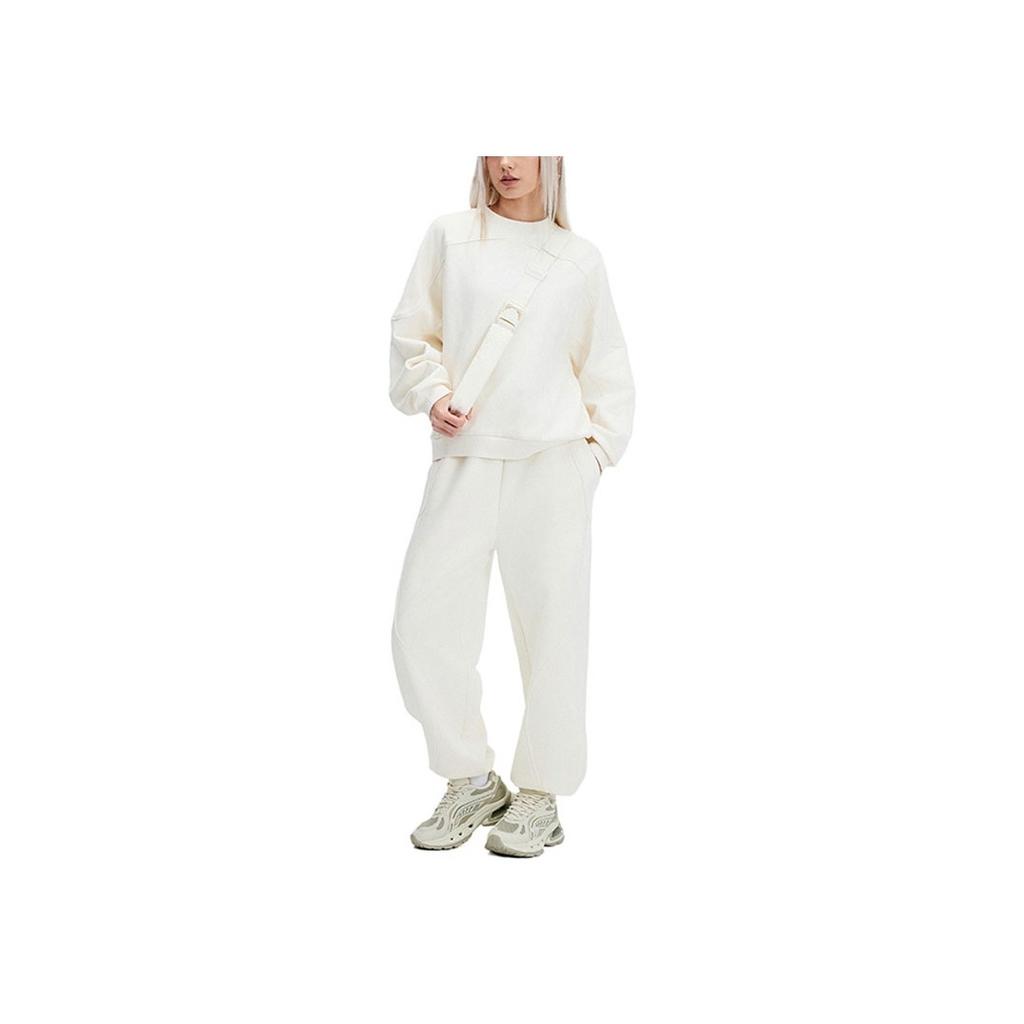 Li Ning Reignite Series однотонные свободные светоотражающие трикотажные спортивные брюки женские плавки цвета слоновой кости AKLU232-1