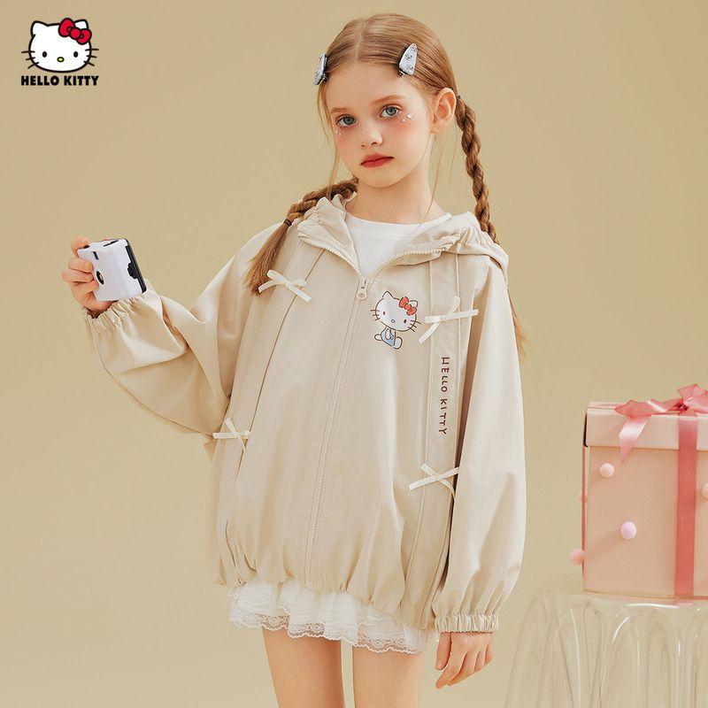Hello Kitty Girls' Spring Jacket 2025 New Cartoon Children's Spring Top Off-White Girls' Clothing