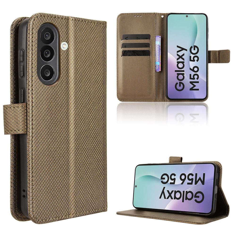 For Samsung Galaxy M56 5G Leather Wallet Case with Strap Diamond Texture Phone Cover