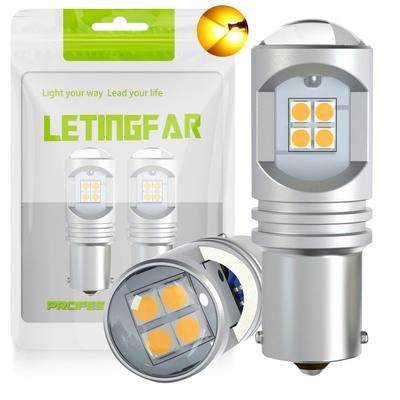 S25 LED Одинарный Желтый Взрывной Свет S25 LED Задний Фонарь со Встроенным Канселером, Янтарный,