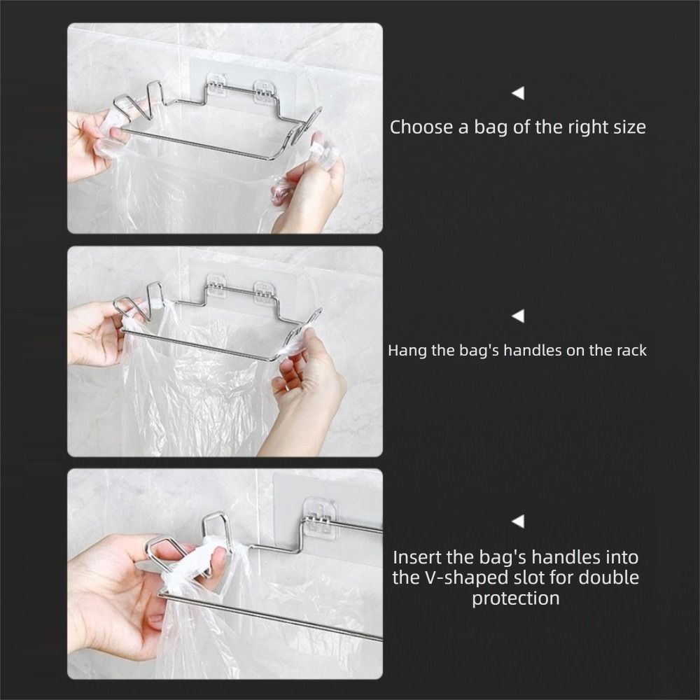 Adhesive Mount Garbage Bags Storage Holder Stainless Steel Hanging Garbage Bags Rack Laundry Room