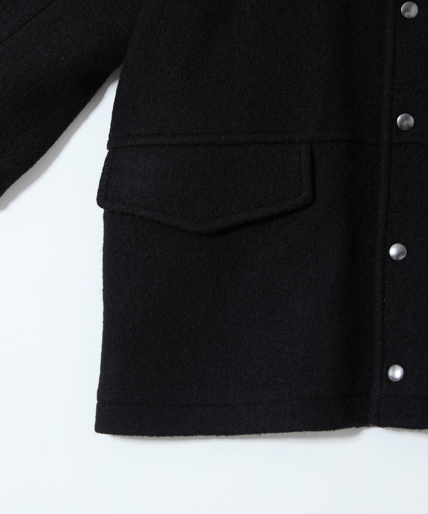 HORLISUN Idaho Snap Button Wool Half Coat Black
