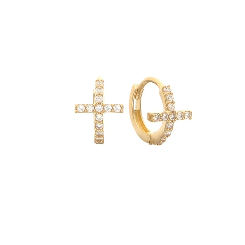 LLOYD 14K GOLD Cross Cubic Gold One-Touch Earrings LOFE2003G