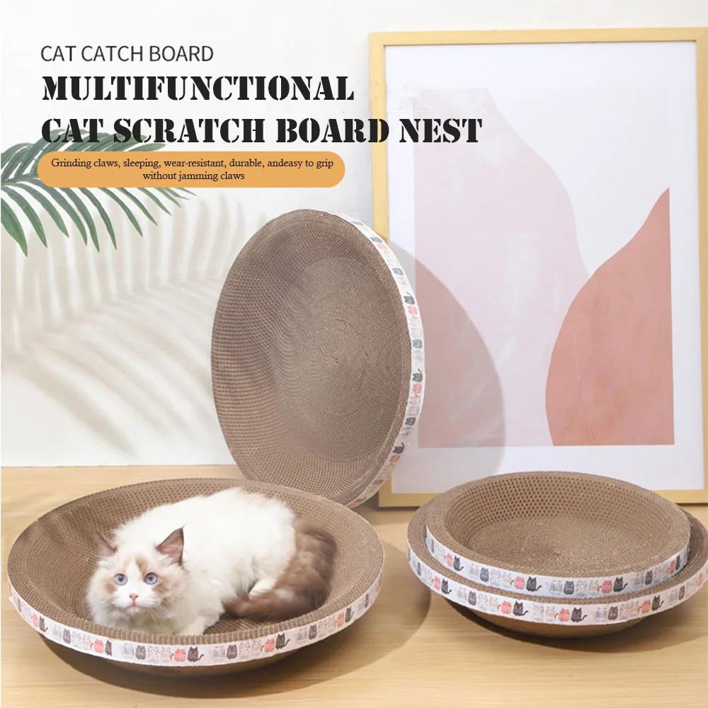 L Size Cat Toys Pet Bed Scratching Board Corrugated Cardboard Bowl Pad Cats Scratcher Toy Oval Grinding Claw Toy Cat Accessories