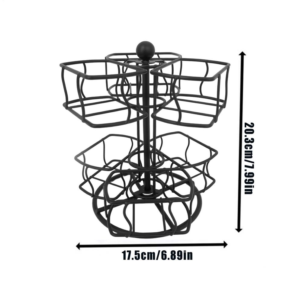 Tea Holder Organizer 2-Tier Rotating 6-Compartment Countertop Storage Creamer Sugar Teabag Basket Container for Home Office
