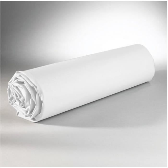 Drap Housse - 140x190 cm - 100% Coton - 57 Fils/cm² - Blanc