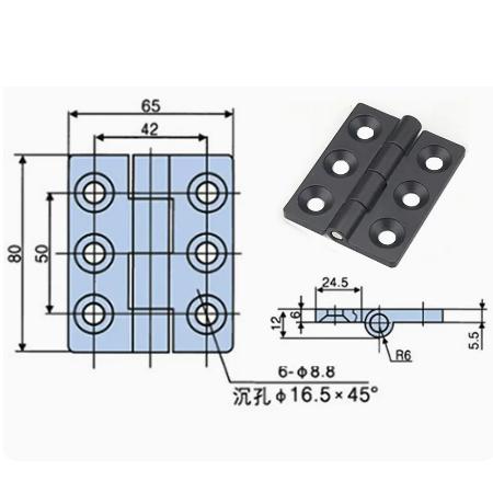 Extension and widening of zinc alloy hinge mechanical equipment electrical cabinet door hinge