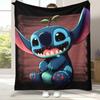 Милое Фланелевое Одеяло с Мультяшным Узором 'S-Stitch', Ультра Мягкий Теплый Плюшевый Плед для Дома, Спальни, Кровати, Дивана, Походный Пикник, Подарок для Детей