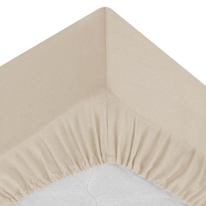 Drap housse coton uni 160 x 200 cm Couleur moderne lin