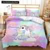 Комплект постельного белья Rainbow Unicorn Kawaii с изображением мультяшных животных для детей и девочек, 2/3 шт., односпальный, двуспальный, двуспальный, комплект пододеяльников размера Queen
