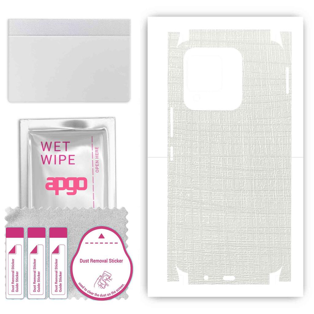 apgo Protective Skin Sticker for the Back+sides Compatible with Tecno Spark 8, Full Wrap Film, Foil, Vinyl - Pattern White Fabric