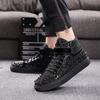 Brand Black Silver Leather Rivets Men Shoes High-Top Fashion Spike Sneakers Shoes Outdoors Flats Casuals Shoes Chaussure Homme