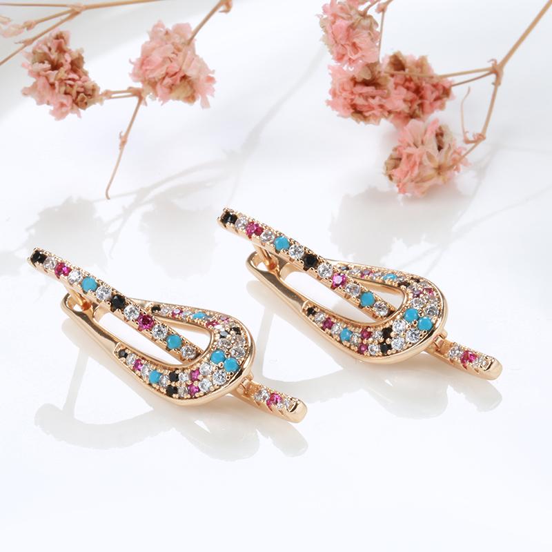 Luxury Drop Earrings With Multi Color Zircon Statement Women's Wedding Party Jewelry