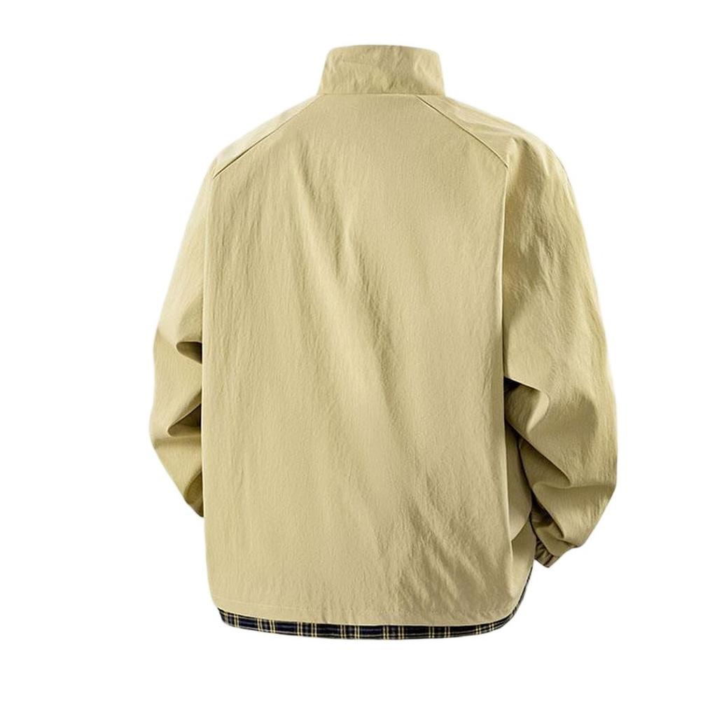 Men's Fashion Youth Casual Coat Fashion  Stand Collar Stitching Loose Large Size Coat