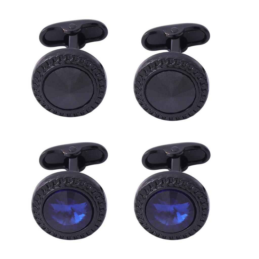 Men Crystal Cufflinks Black Color Business Conferences Cuffs Button for Gentlemen Shirt Wedding Cuff Links Gifts