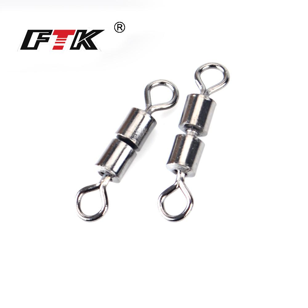 FTK 50pcs/lot Swivel Ball Bearing Fishing Swivel with Solid Swivel Safety Snap Ring Swivel Carp Fishing Accessories