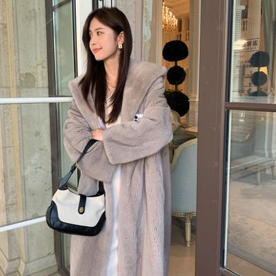 Длинное утепленное норковое пальто с капюшоном для женщин, теплое пальто-куртка