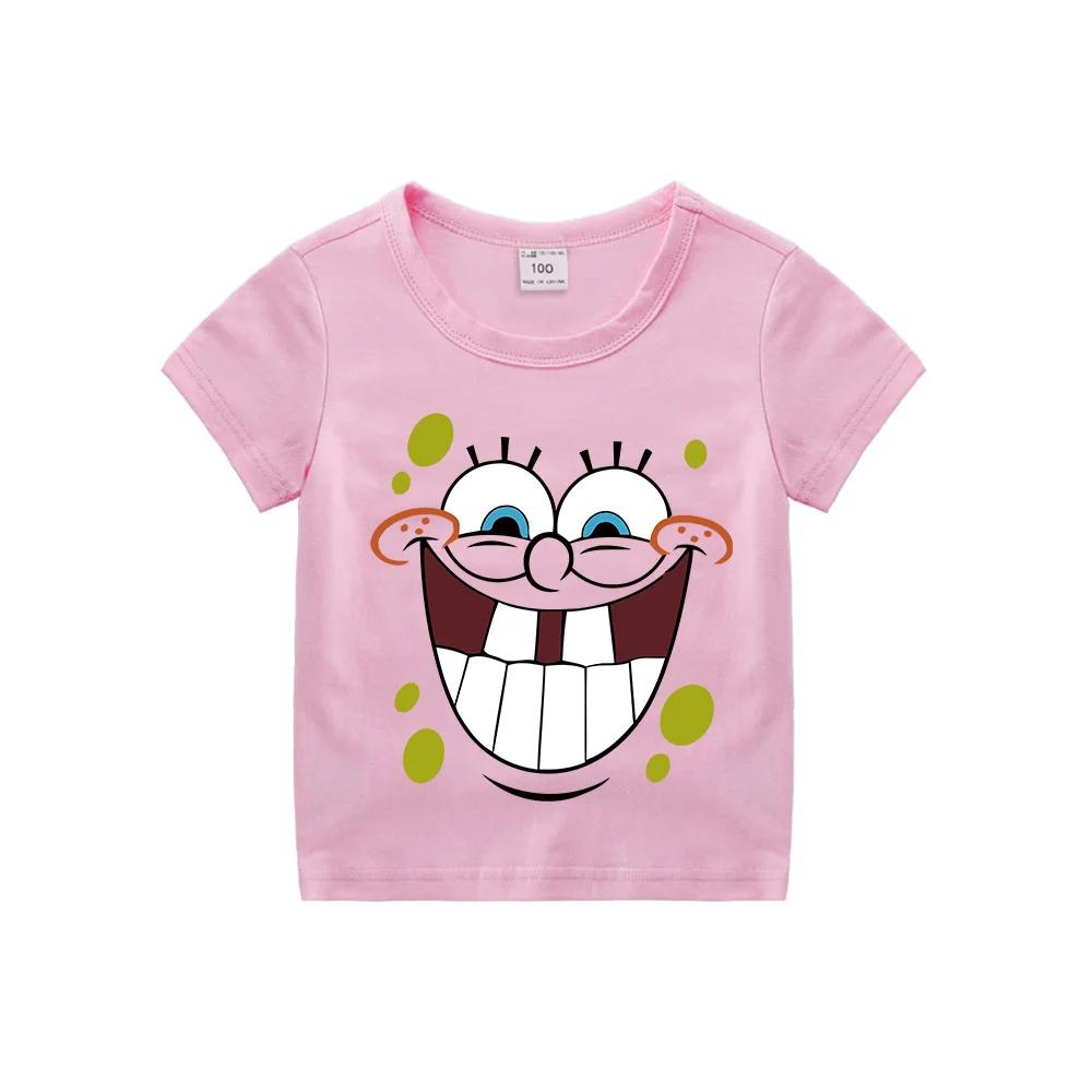 Милая хлопковая футболка с Губкой Бобом и Патриком Старом для детей - Идеально для лета