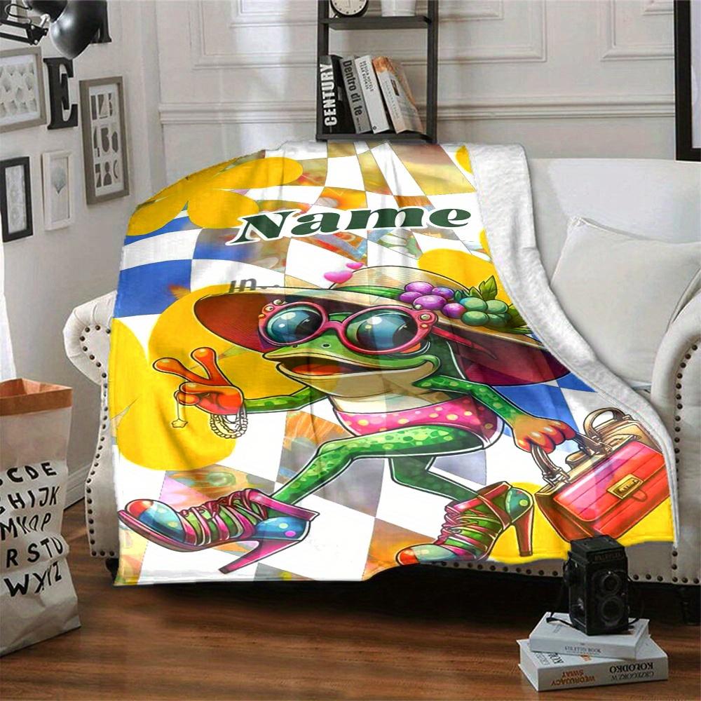 Frog With Colorful Flowers Home Blankets Comfortable Soft Lightweight Allseason Multipurpose Blanket For Picnics Sofas Offices Beds Living Rooms