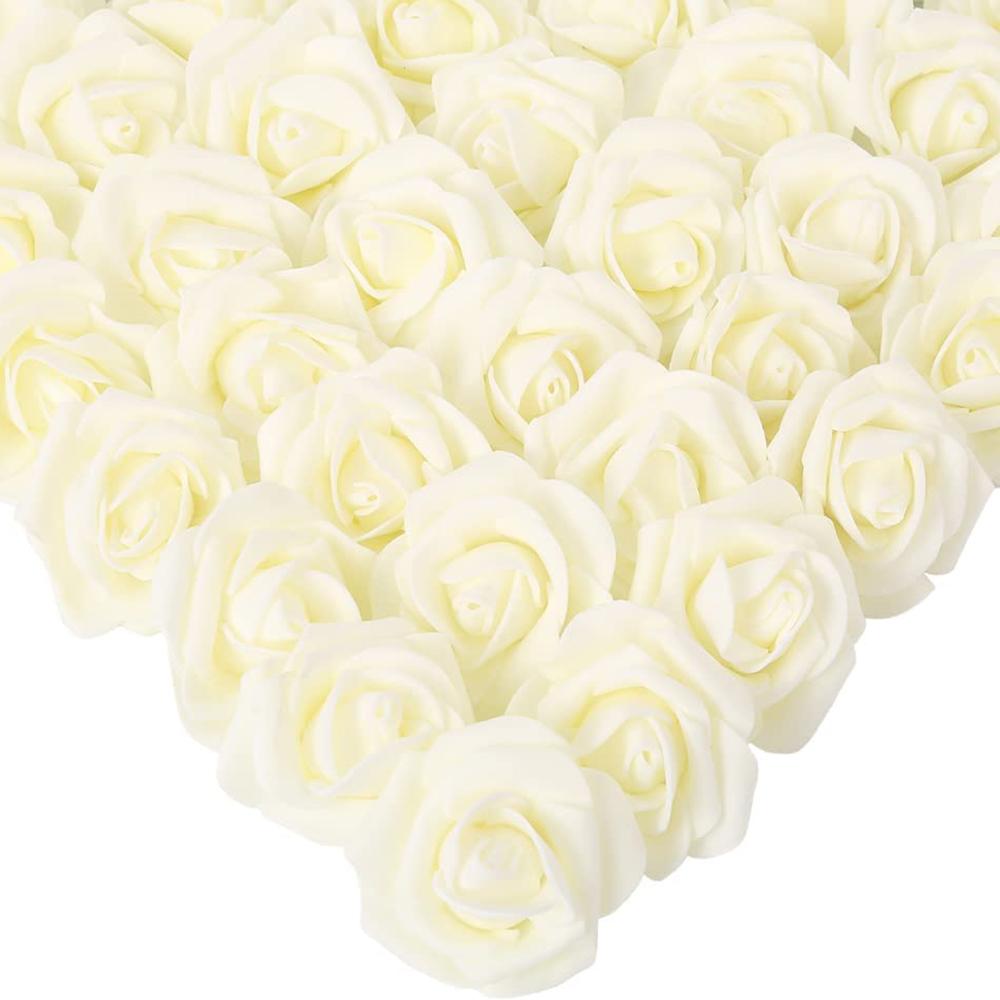 200 шт. искусственных роз, искусственные головки цветов, розы без стеблей, 5 см, пенопластовые розы, искусственные головки цветов для поделок, свадебных украшений для детского душа