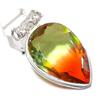 Natural Bi-Color Tourmaline Gemstone 925 Sterling Silver Gift Pendant 2.05" K5f47