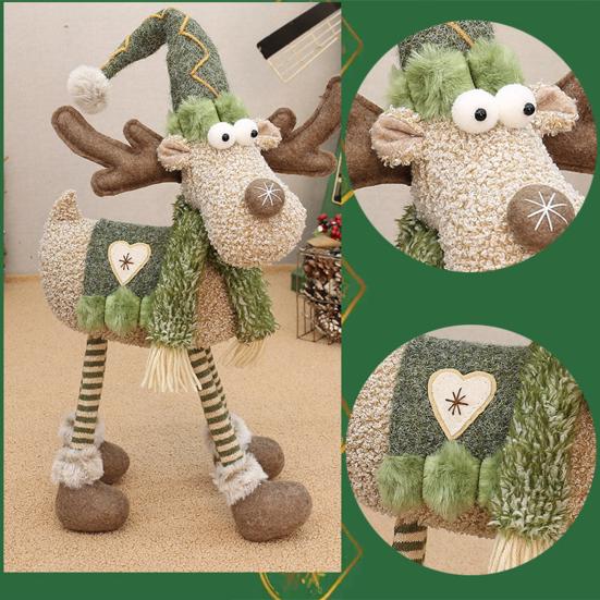 Рождественский плюшевый олень с выдвижными ногами, ручной работы, мультяшный лось, плюшевая кукла, рождественское праздничное украшение для вечеринки