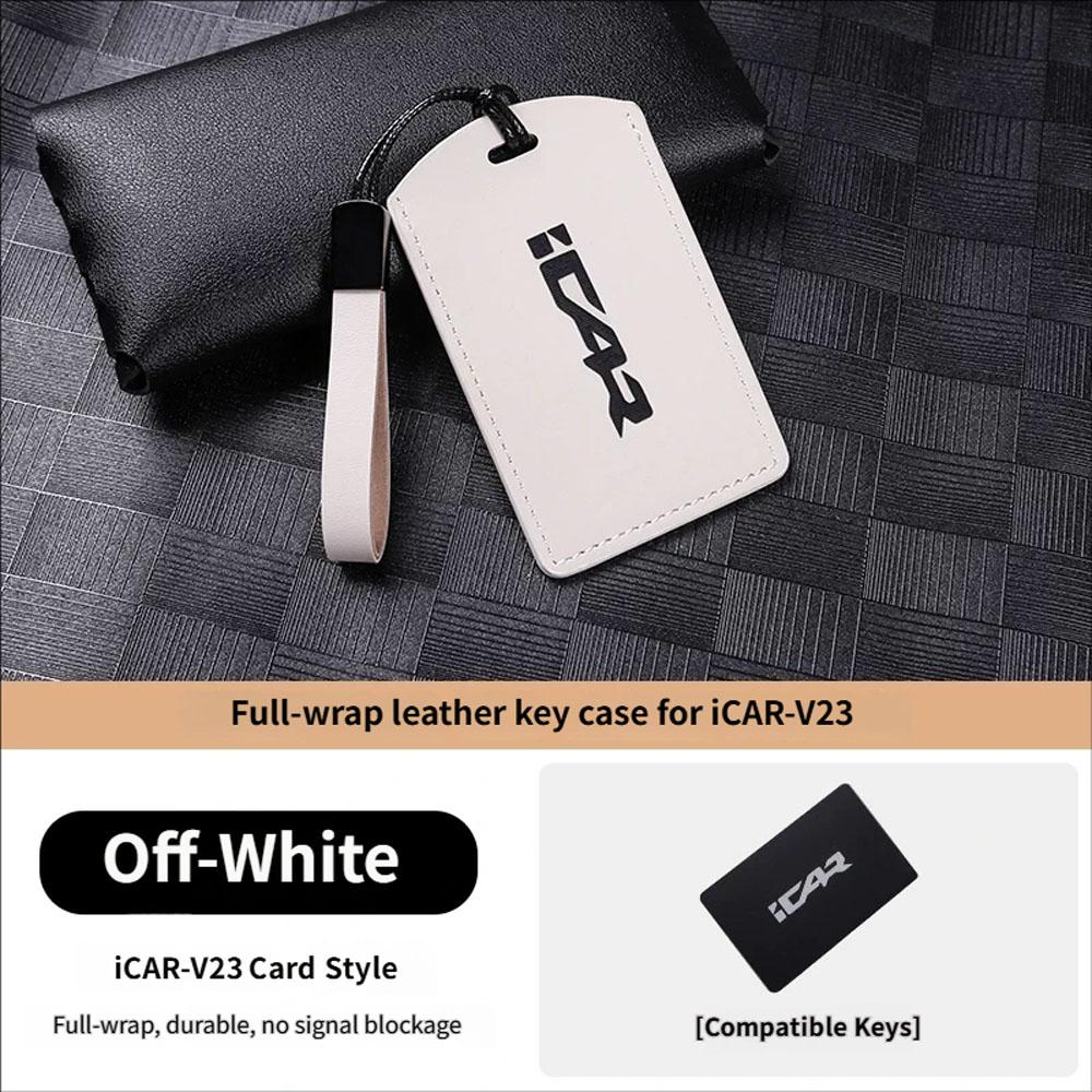 For Chery iCAUR V23 iCAR V23 2024-2026 Leather Key Fob Cover NFC Card Case All-Round Protection Smart Key Shell Card Sleeve