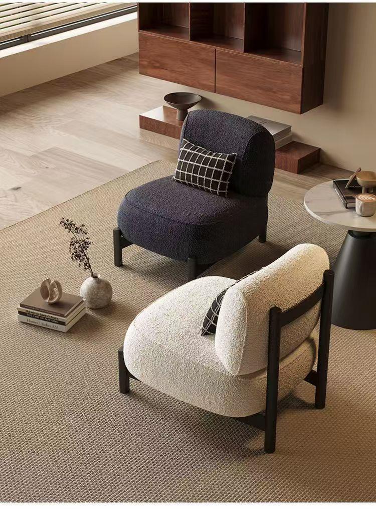 Cozy Lambswool Single Sofa Chair - Ideal for Living Rooms, Balconies, and Meeting Spaces