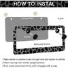 Black Leopard Print License Plate Frame - 2 Pack Animal Leopard Cheetah Print Tags Frames Holder, Car Decorative Tag Frames With Screws Fasteners