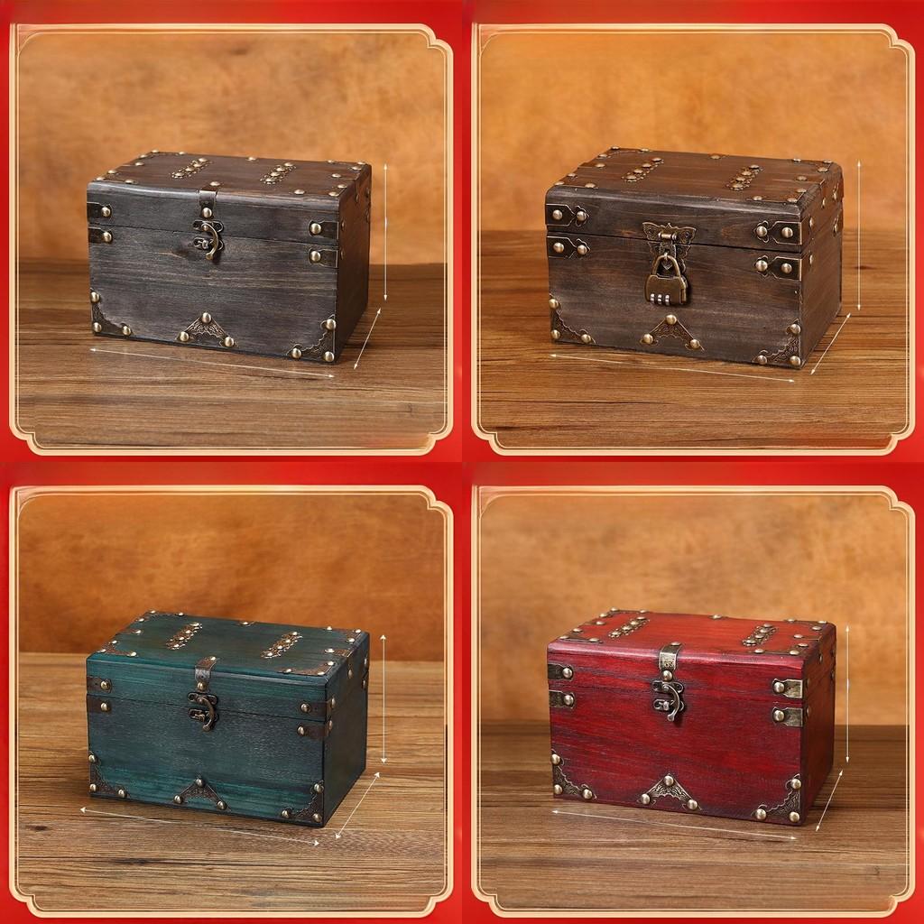 Wooden Tabletop Storage Box With Latch For Home Office Essentials