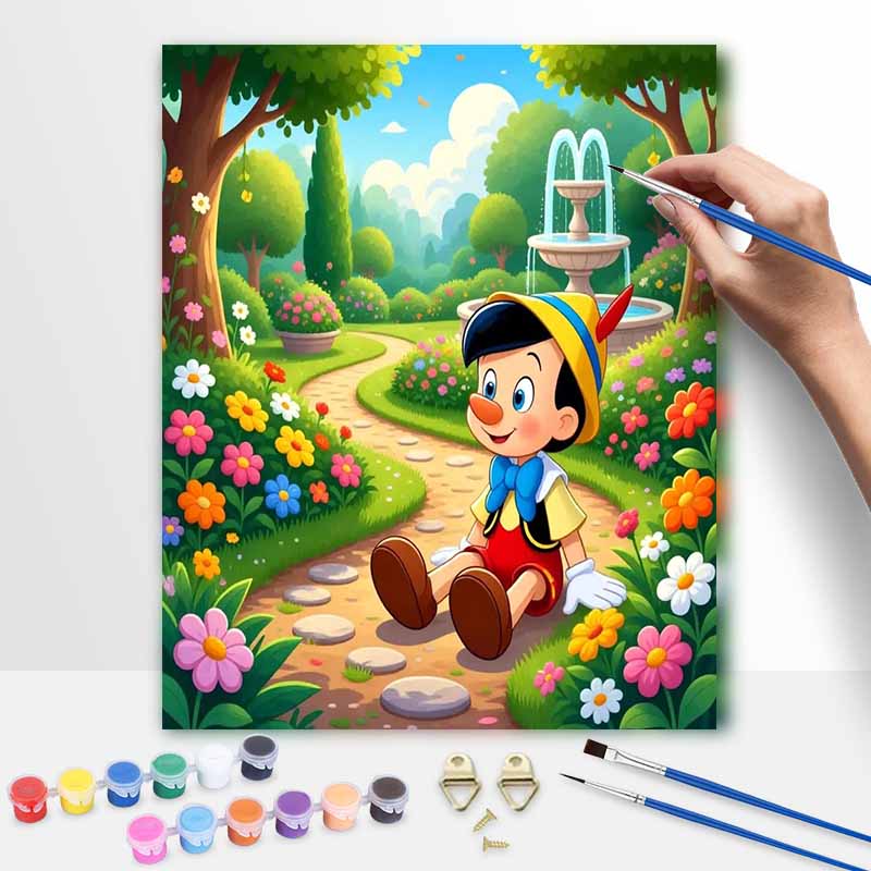 Disney Пиноккио Сад Масляная Краска Набор для Ручной Росписи Украшение Классический Стиль Декор Дома Яркий Цветочный Пейзаж Художественное Настенное Искусство Поделка