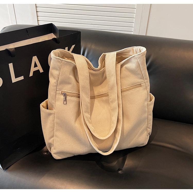 Вельветовая сумка женская большой вместимости новая летняя повседневная на плечо универсальная сумка-тоут для студентки