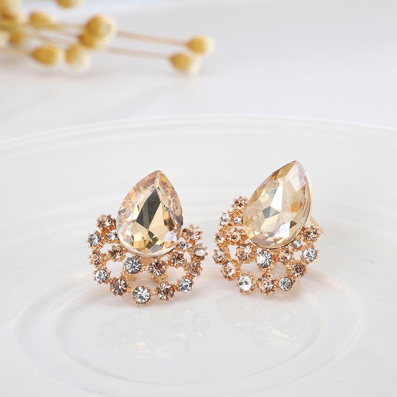 1set/3pcs (Necklace + Earrings) Women's Elegant Jewelry Set Fashion Jewelry Crystal Gemstone Diamond Drop Pendant Set Accessories