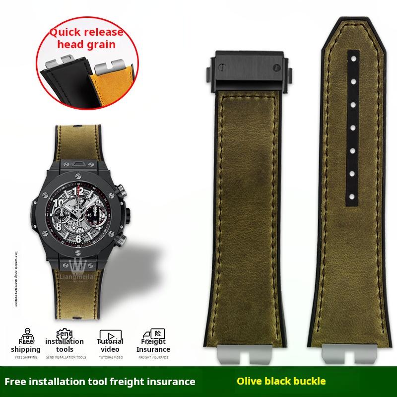27x18 мм Ремешок с быстрой застежкой для HUBLOT Hublot Серии BIG BANG 411 421 Мужской из нержавеющей стали Металлический шарнир Кожаный Резиновый Ремешок для часов