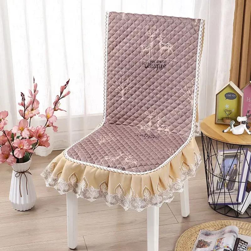 Кружевная спинка стула, стол и чехол на стул, домашняя прямоугольная скатерть, художественная скатерть, обеденный стул, встроенная подушка