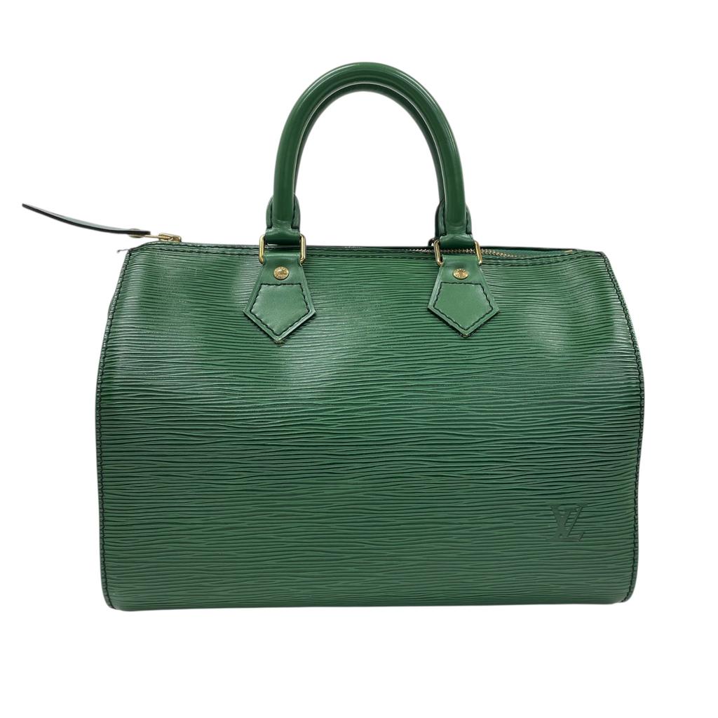 Подержанная сумка Boston Louis Vuitton Epi Speedy 25 M43014 из кожи Epi зеленого цвета, оригинал 1214