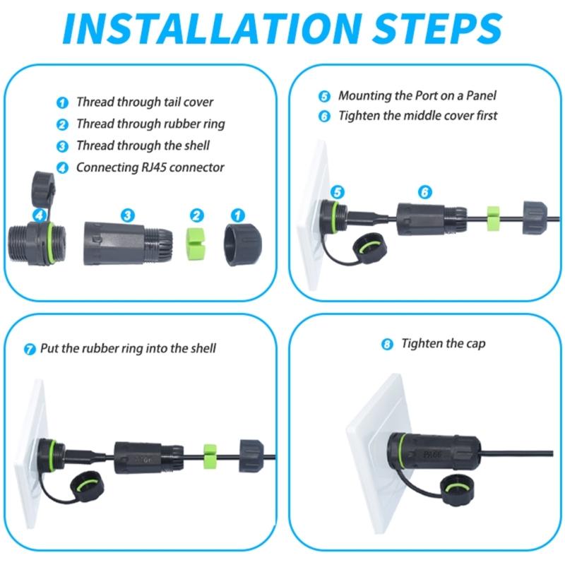 IP68 Waterproof USB Type C Female Adapter for Extending Cable Length in Harsh Environment for Data Transfer &Charging