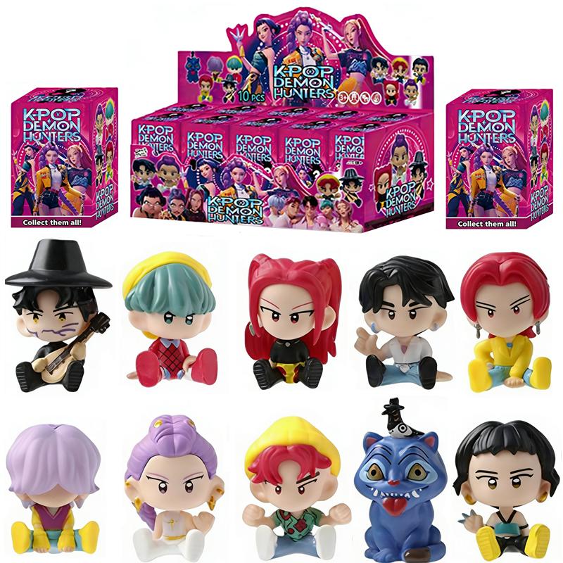10-piece blind box Q Version K-pop Action Figure PVC Toy Derpys Saja Boys Rumi Mira Zoey Sussy Figurine Doll For Fans Gift