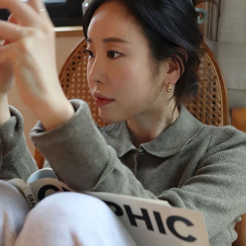 modernlike 14k gold-filled silver bold nut one-touch earrings