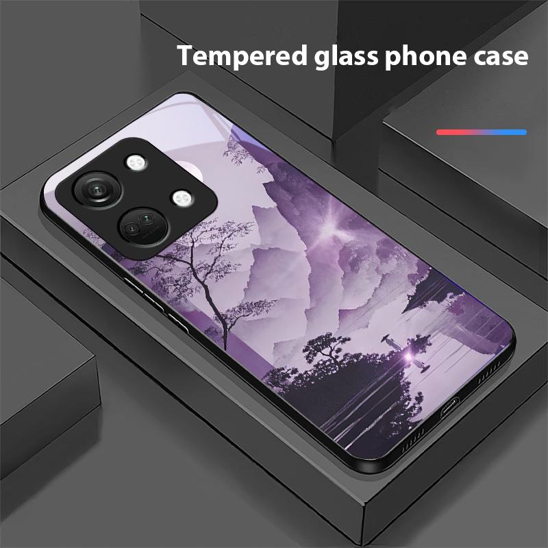 Красочный пейзаж для OnePlus Nord 3 5 6T 7 Pro 8 12 10T Reno8 Lite 5G 10R Nord N30 Чехол для телефона из закаленного стекла с твердой оболочкой Черный