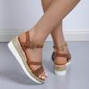 Мода Женские сандалии-клинья с ремешком и пряжкой Лето 2024 Нескользящие туфли-гладиаторы на платформе Женские сандалии на толстой подошве Большого размера