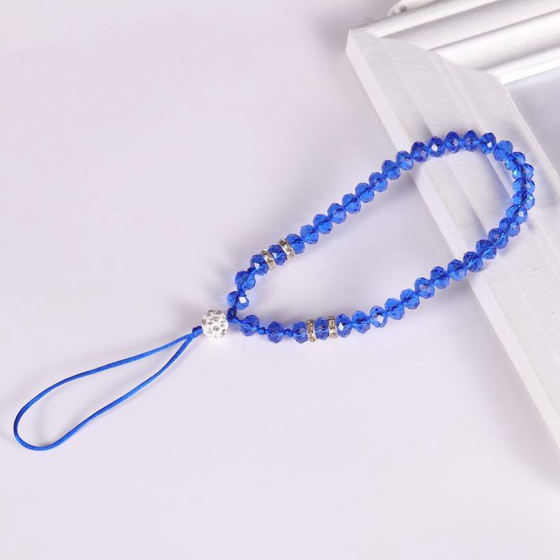 Crystal Beads Phone Short Lanyard Drop-Resistant Halter Lanyard DIY Girls' Solid Color Flat Beads