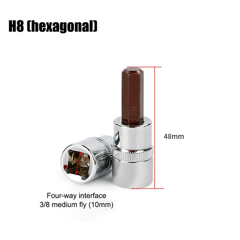 3/8-дюймовые головки с битами Torx T20/30/40/45/50/55/60 S2 сталь длина 48 мм серебристый тон ручной инструмент для самостоятельного ремонта автомобилей