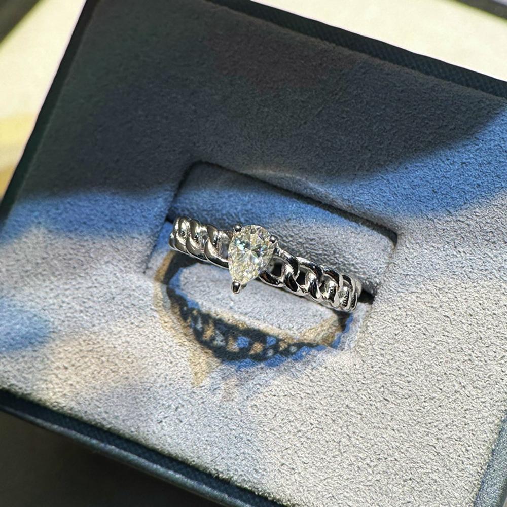 Vinregem 100% стерлингового серебра 925 пробы, 3EX VVS1 D, цвет грушевидной огранки, 4*6 мм, 0,5 карата, настоящее кольцо с муассанитом и бриллиантами для женщин, свадебная вечеринка, ювелирные изделия, подарки