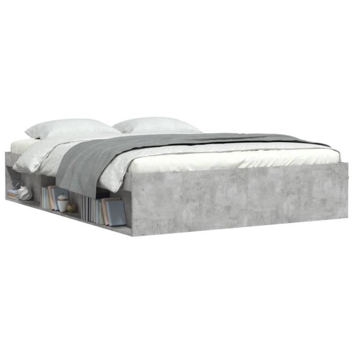 VidaXL Bed Frames Concrete Grey 140x190 Cm 3203904